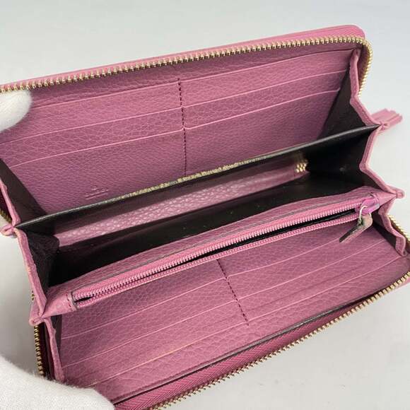 Gucci Bamboo Diamante Long Wallet 224253 Canvas Beige Pink